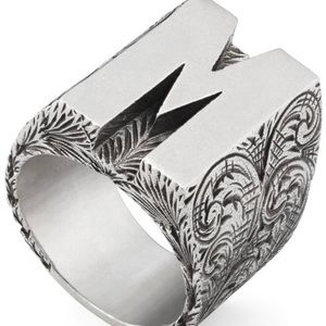 Gucci Sterling Silver Initial Ring sz Small